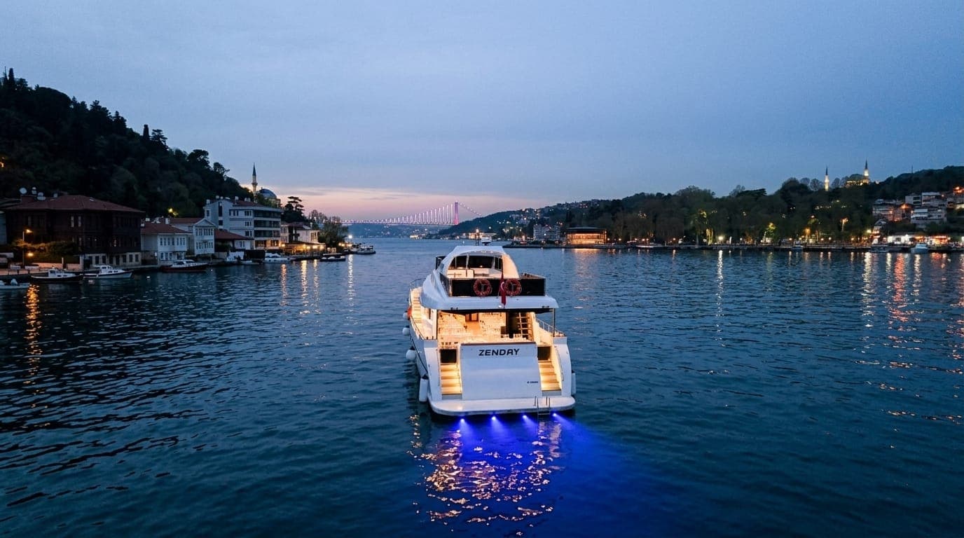 Zenday lying on the Bosphorus at dusk